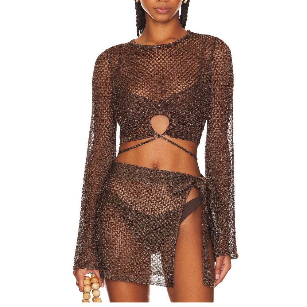NWT Brown Mesh Cover-Up Set